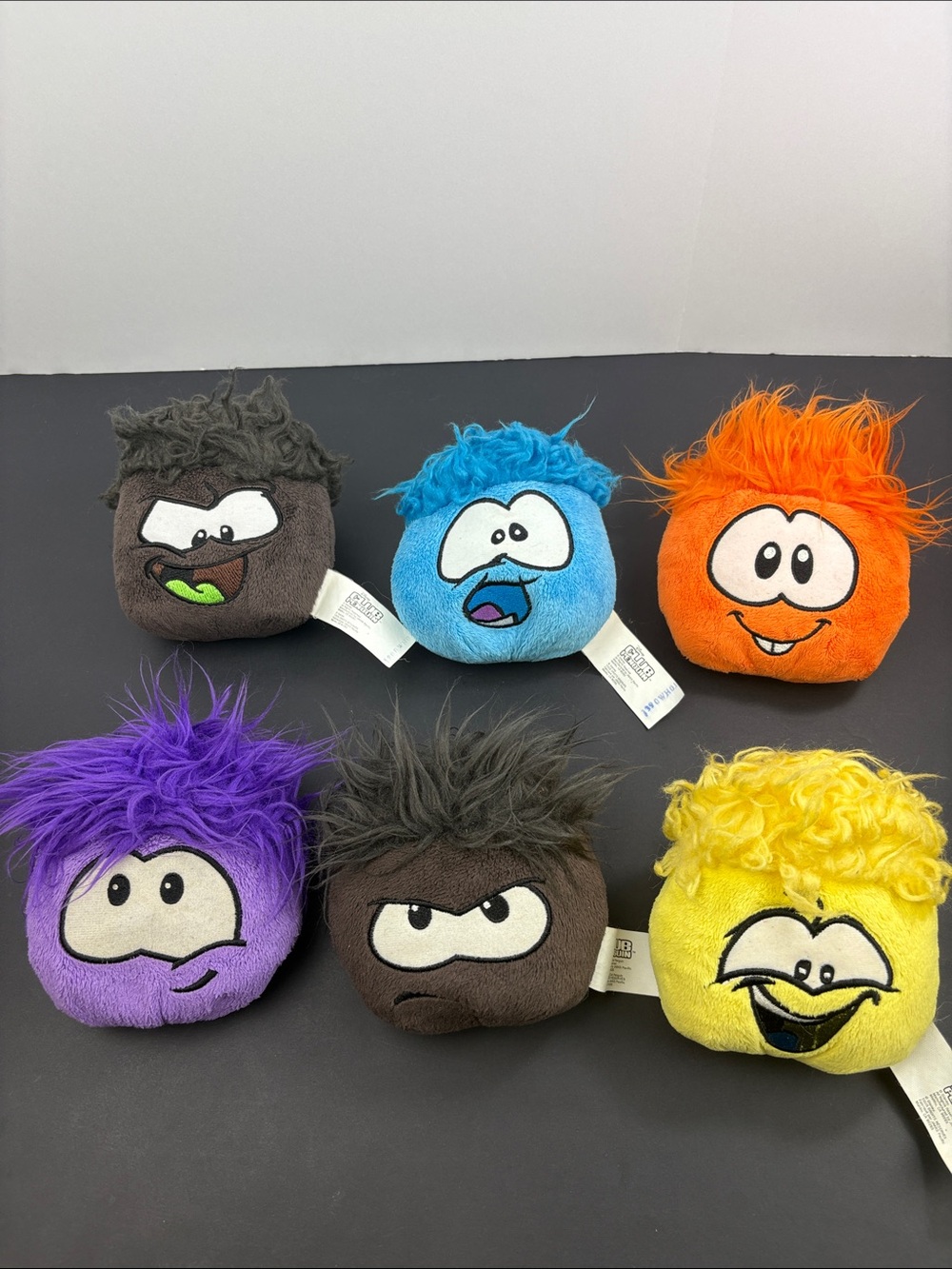 6 Club Penguin Puffle Plush Toys - Blue Yellow Purple Orange Dark Brown or Black